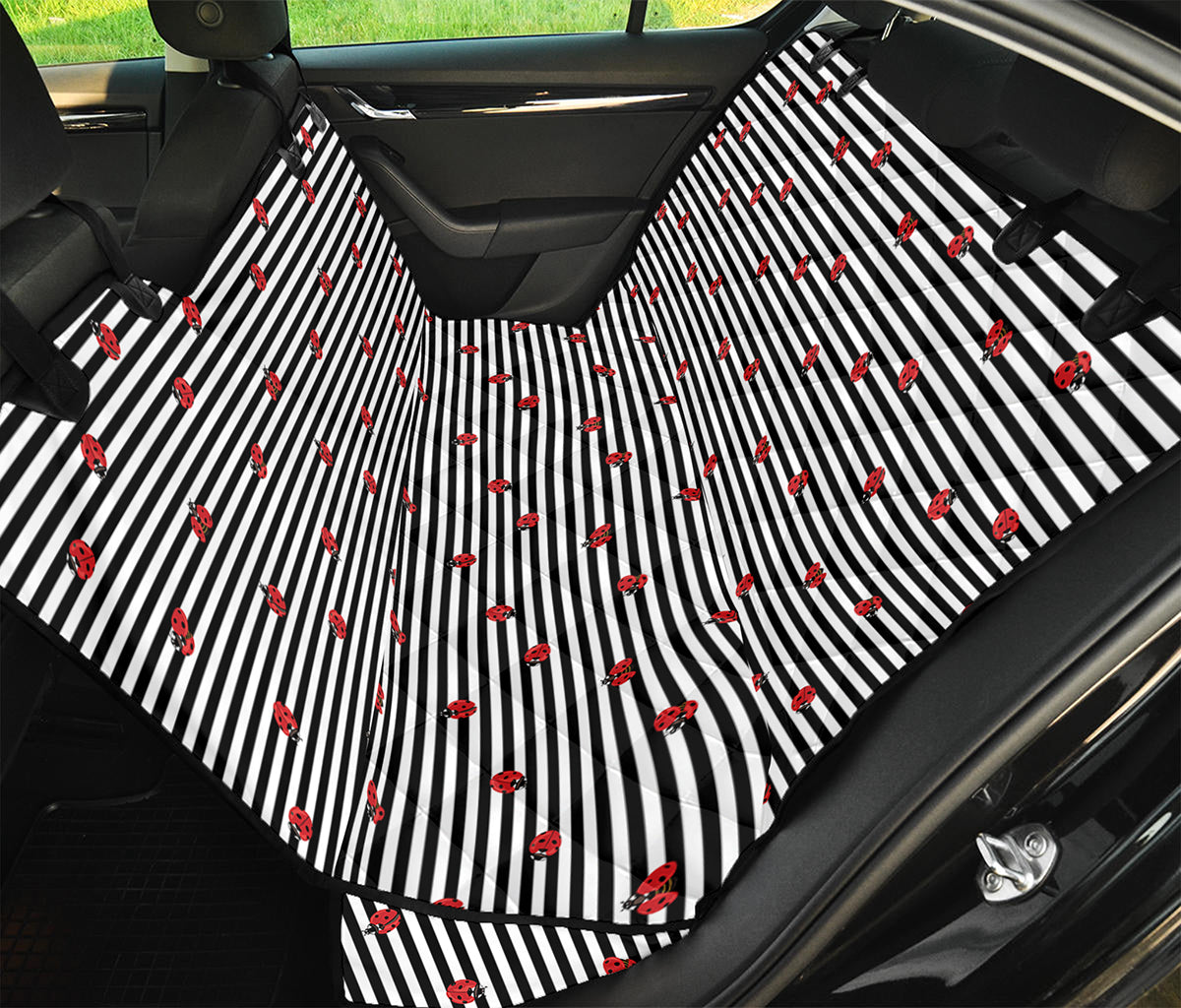 Ladybug Striped Pattern Print Pet Car Back Seat Cover