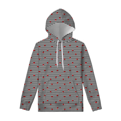 Ladybug Striped Pattern Print Pullover Hoodie
