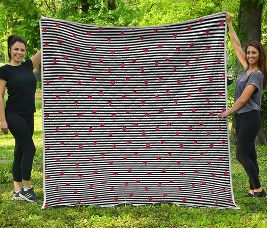 Ladybug Striped Pattern Print Quilt