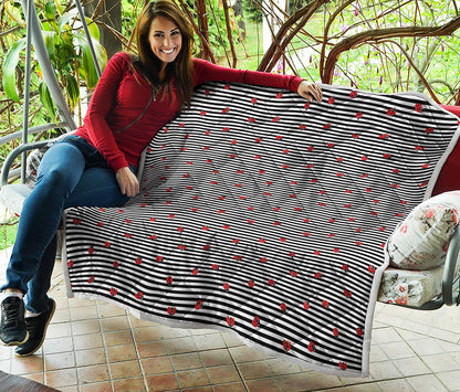 Ladybug Striped Pattern Print Quilt