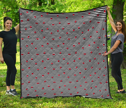Ladybug Striped Pattern Print Quilt