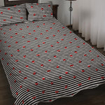 Ladybug Striped Pattern Print Quilt Bed Set