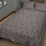 Ladybug Striped Pattern Print Quilt Bed Set