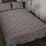 Ladybug Striped Pattern Print Quilt Bed Set