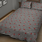 Ladybug Striped Pattern Print Quilt Bed Set
