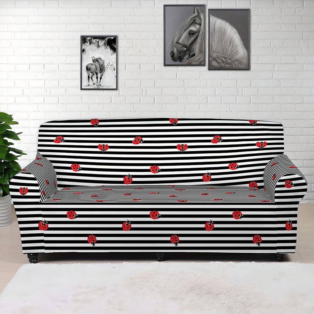 Ladybug Striped Pattern Print Sofa Cover