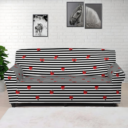 Ladybug Striped Pattern Print Sofa Cover