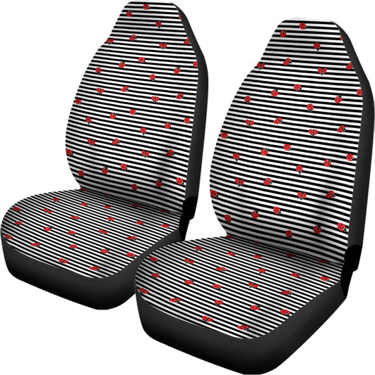 Ladybug Striped Pattern Print Universal Fit Car Seat Covers