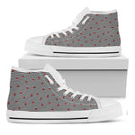 Ladybug Striped Pattern Print White High Top Shoes