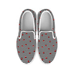 Ladybug Striped Pattern Print White Slip On Shoes