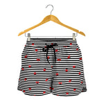 Ladybug Striped Pattern Print Women's Shorts