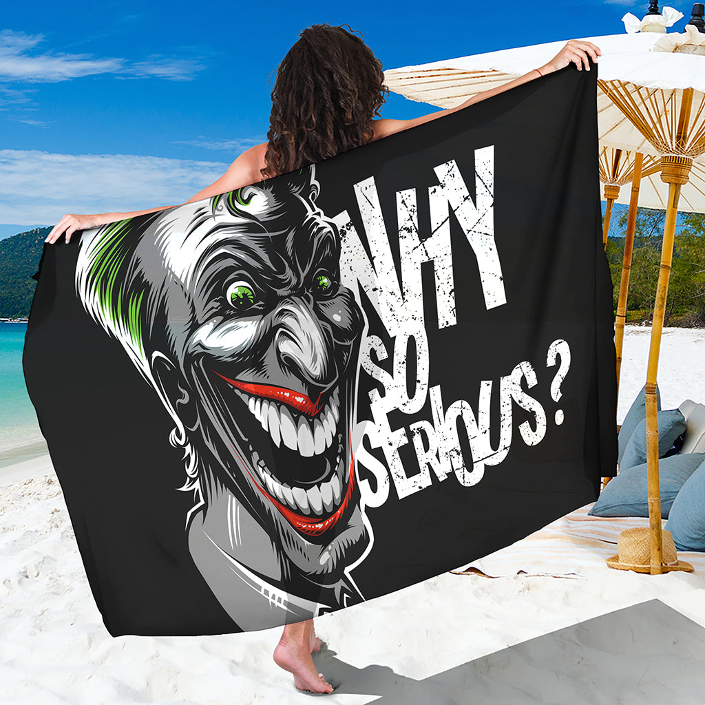 Laughing Joker Why So Serious Print Beach Sarong Wrap