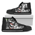 Laughing Joker Why So Serious Print Black High Top Sneakers