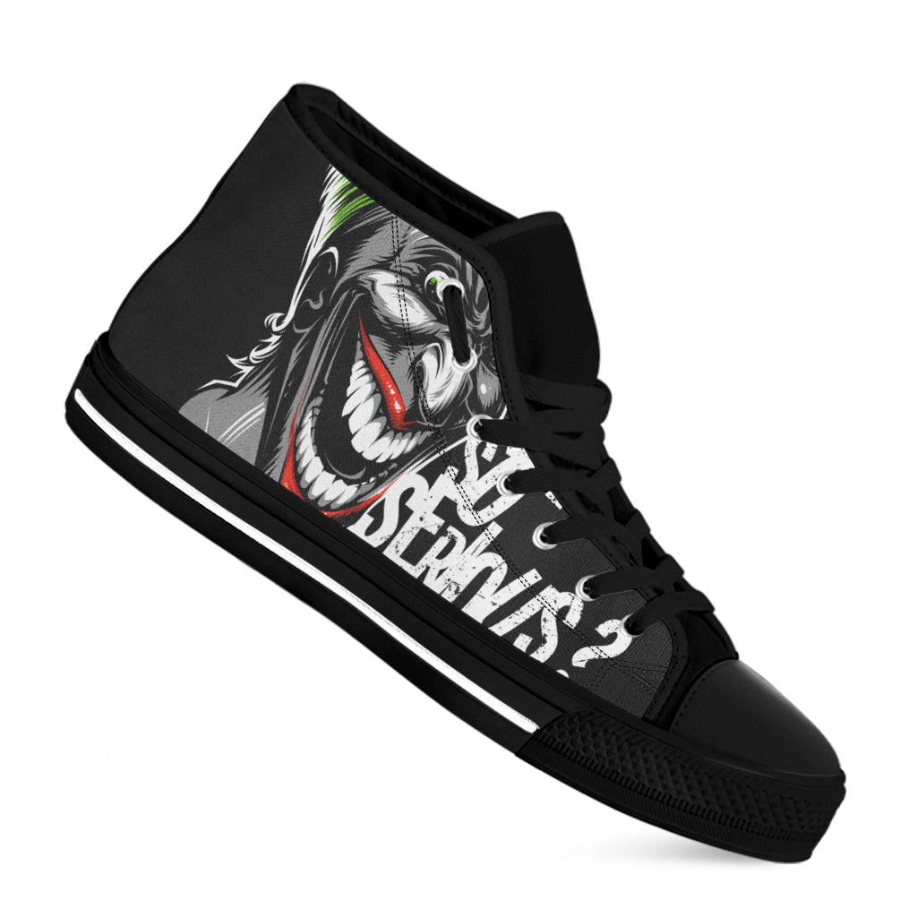 Laughing Joker Why So Serious Print Black High Top Shoes