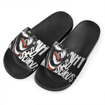Laughing Joker Why So Serious Print Black Slide Sandals