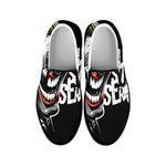 Laughing Joker Why So Serious Print Black Slip On Shoes