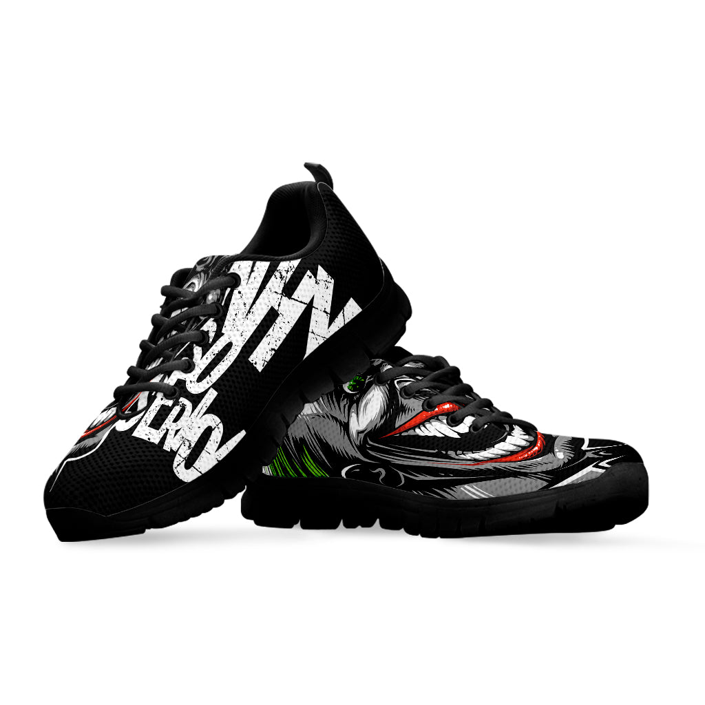 Laughing Joker Why So Serious Print Black Sneakers