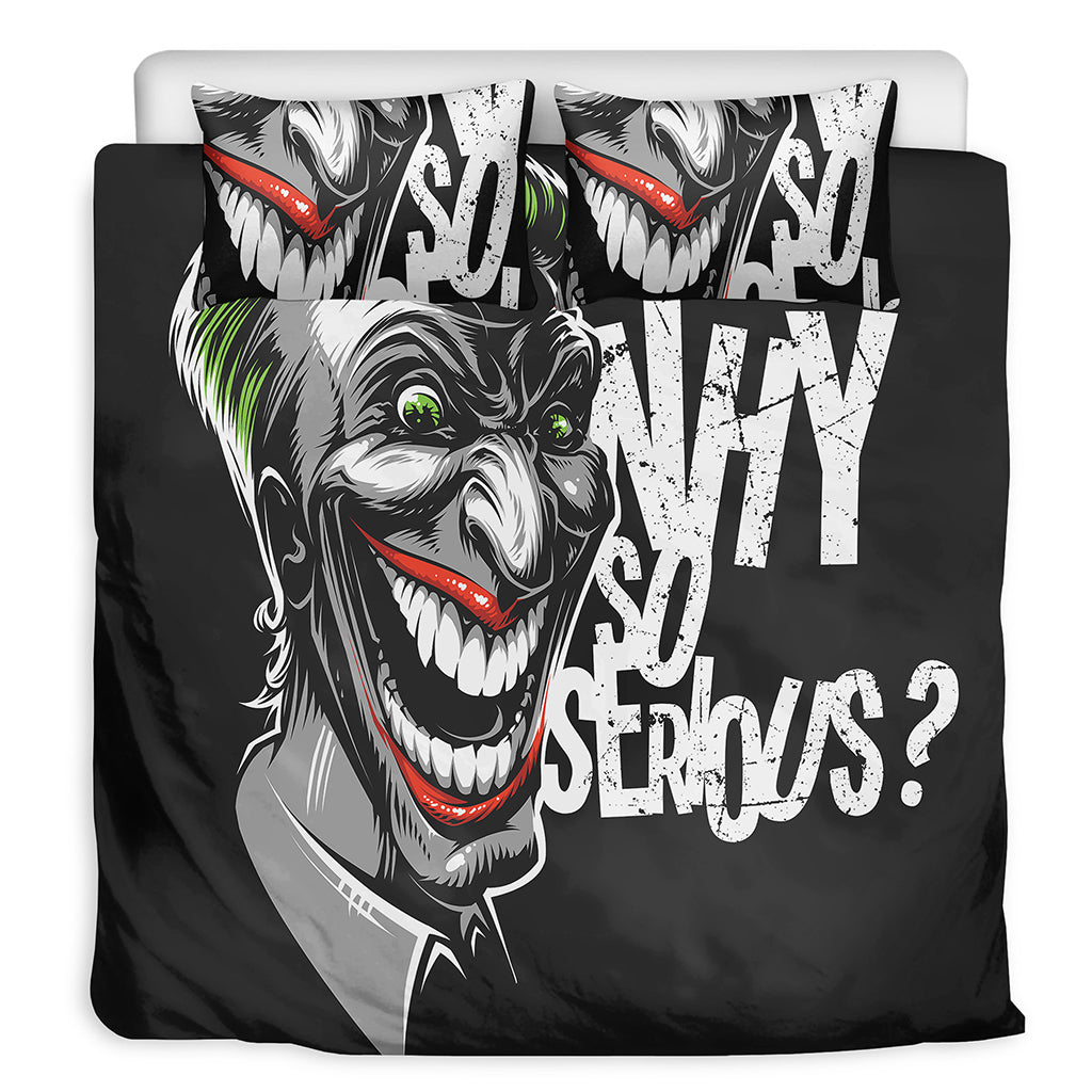 Laughing Joker Why So Serious Print Duvet Cover Bedding Set