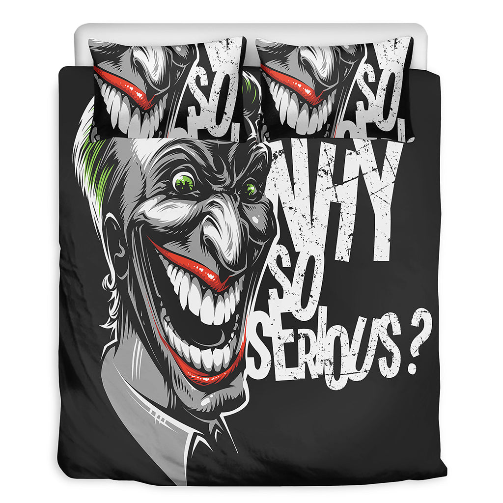 Laughing Joker Why So Serious Print Duvet Cover Bedding Set