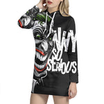 Laughing Joker Why So Serious Print Pullover Hoodie Dress