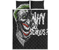 Laughing Joker Why So Serious Print Quilt Bed Set