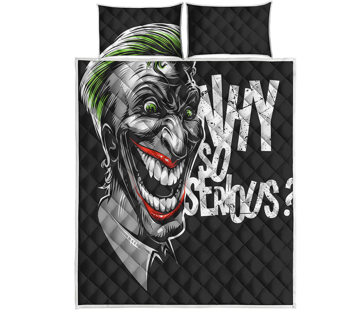 Laughing Joker Why So Serious Print Quilt Bed Set