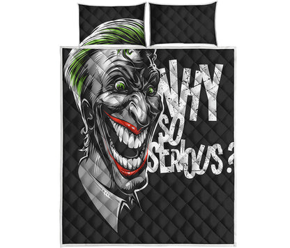Laughing Joker Why So Serious Print Quilt Bed Set