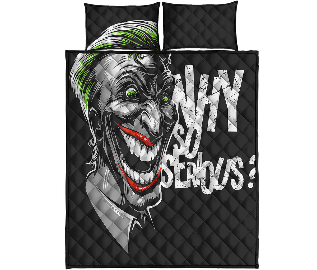 Laughing Joker Why So Serious Print Quilt Bed Set