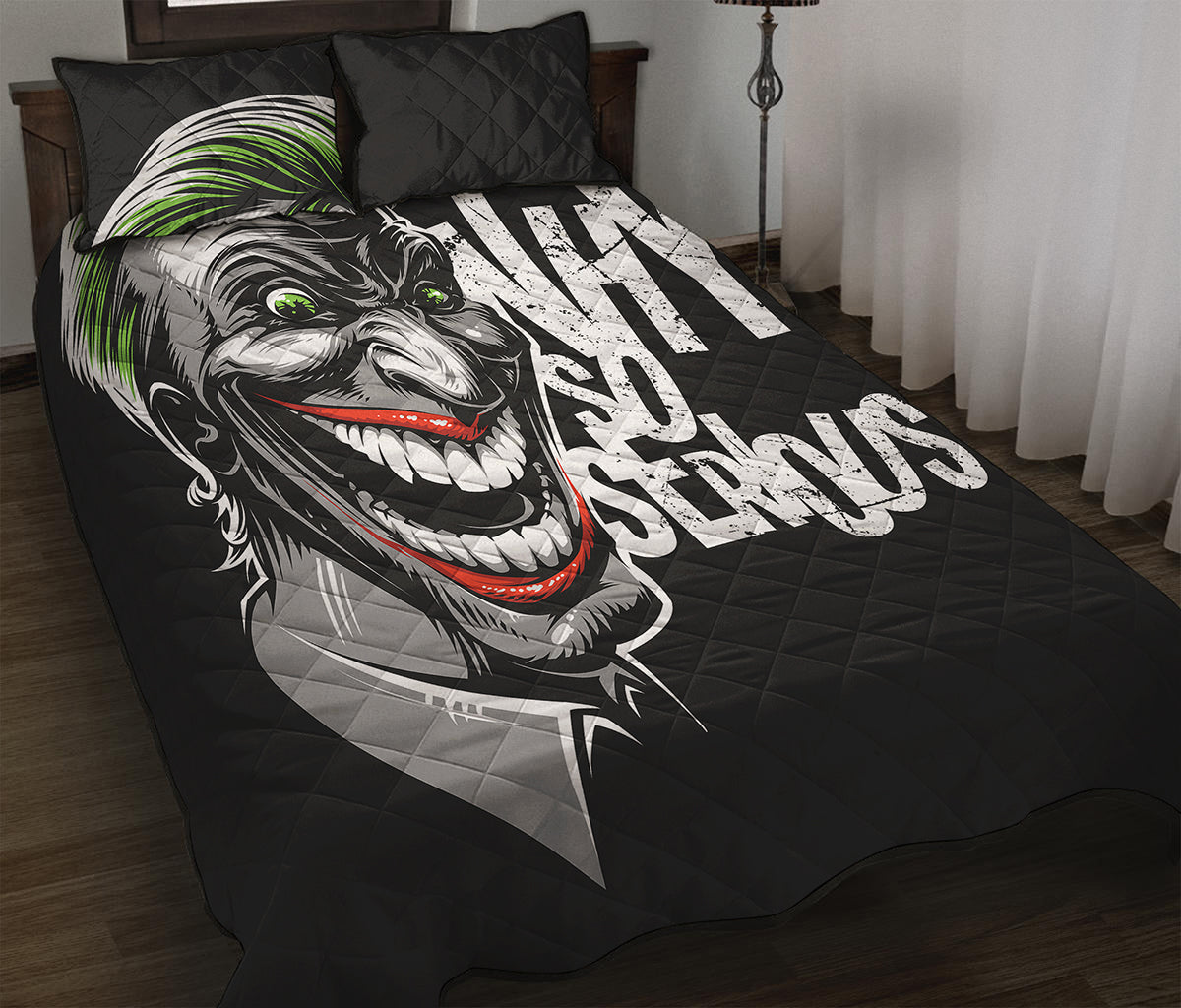 Laughing Joker Why So Serious Print Quilt Bed Set