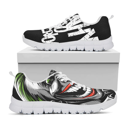 Laughing Joker Why So Serious Print White Sneakers