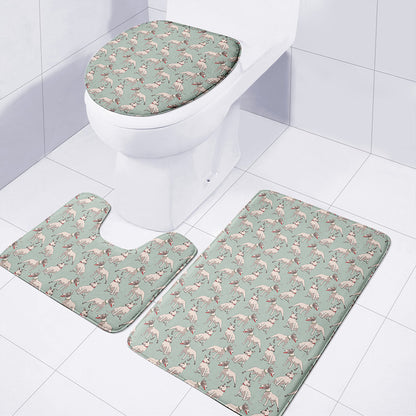 Laurel Green Bull Terrier Pattern Print 3 Piece Bath Mat Set