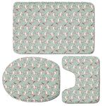 Laurel Green Bull Terrier Pattern Print 3 Piece Bath Mat Set