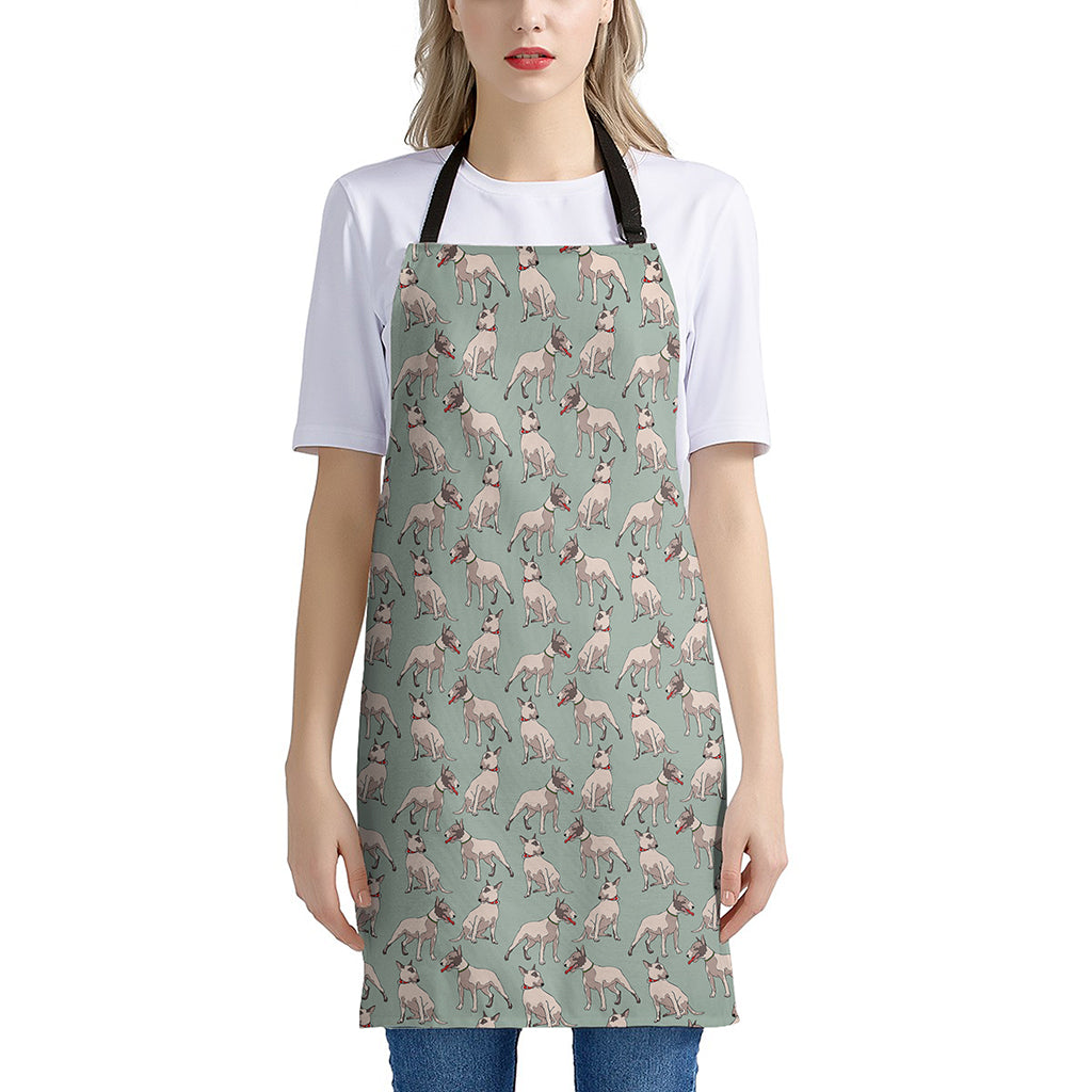 Laurel Green Bull Terrier Pattern Print Apron
