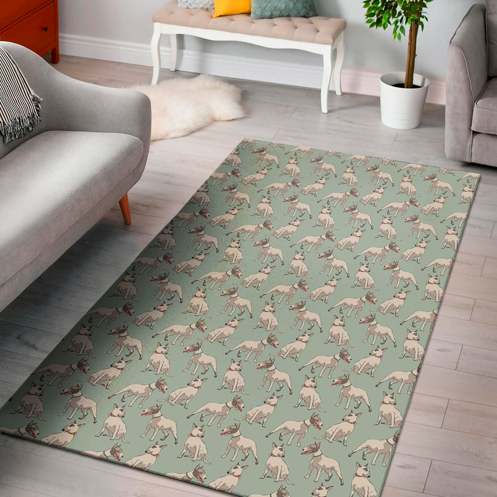 Laurel Green Bull Terrier Pattern Print Area Rug