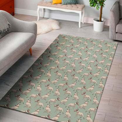 Laurel Green Bull Terrier Pattern Print Area Rug