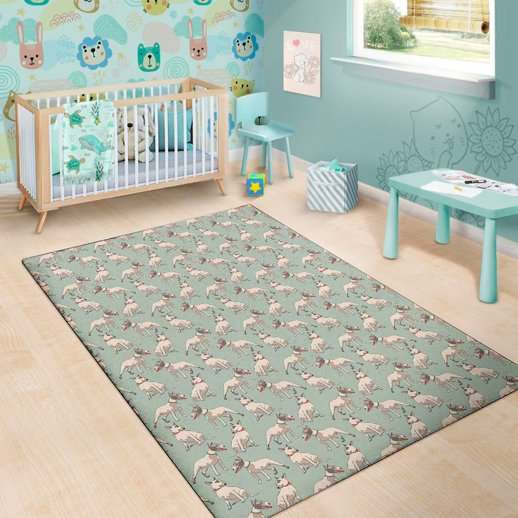 Laurel Green Bull Terrier Pattern Print Area Rug