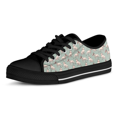 Laurel Green Bull Terrier Pattern Print Black Low Top Shoes