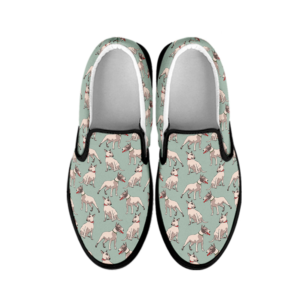 Laurel Green Bull Terrier Pattern Print Black Slip On Shoes