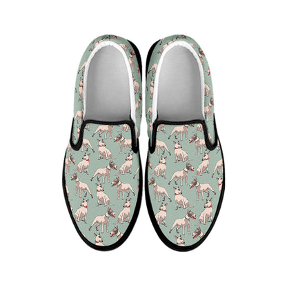 Laurel Green Bull Terrier Pattern Print Black Slip On Shoes