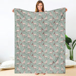 Laurel Green Bull Terrier Pattern Print Blanket