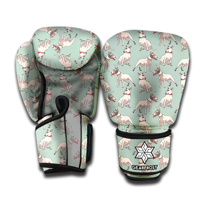 Laurel Green Bull Terrier Pattern Print Boxing Gloves