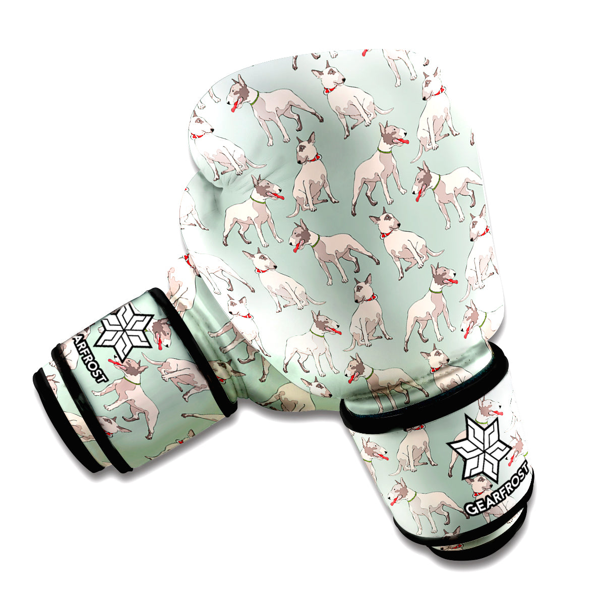 Laurel Green Bull Terrier Pattern Print Boxing Gloves