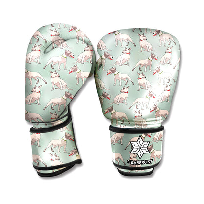 Laurel Green Bull Terrier Pattern Print Boxing Gloves