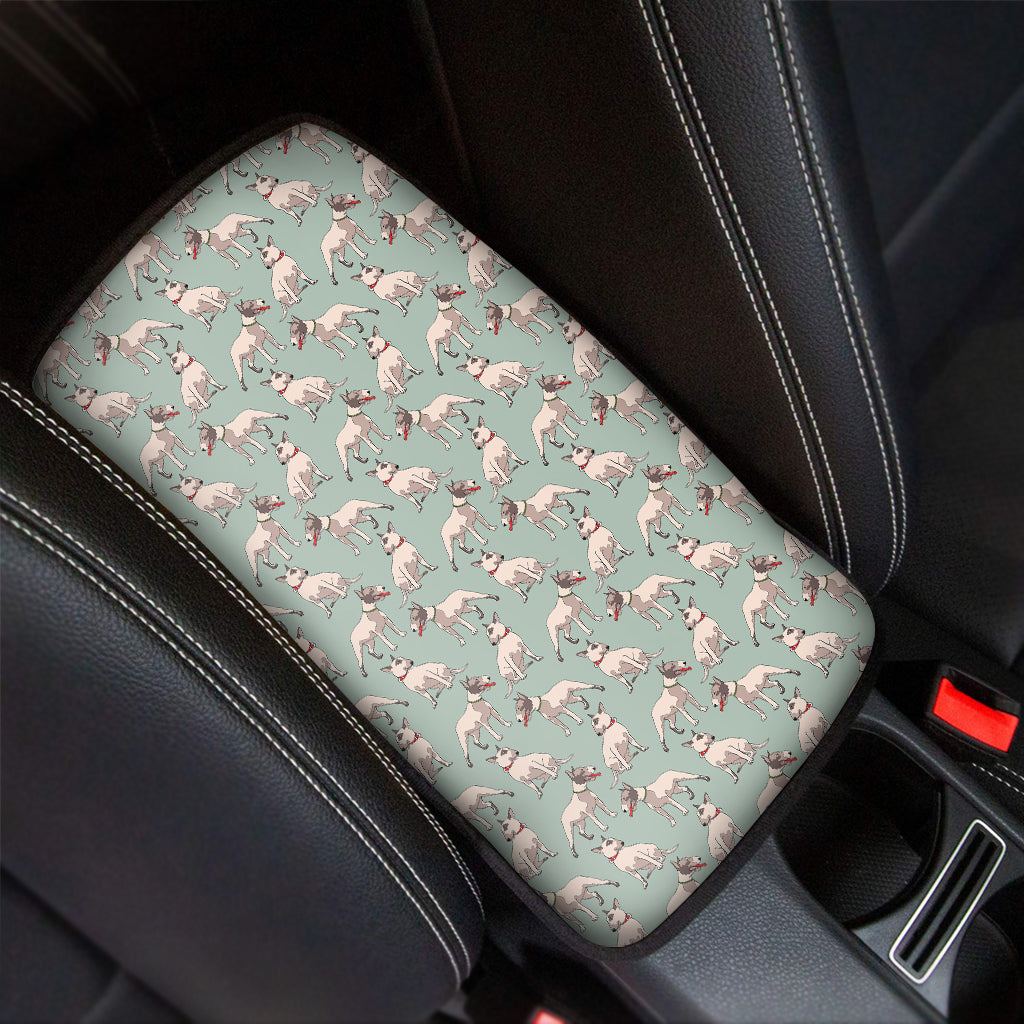 Laurel Green Bull Terrier Pattern Print Car Center Console Cover