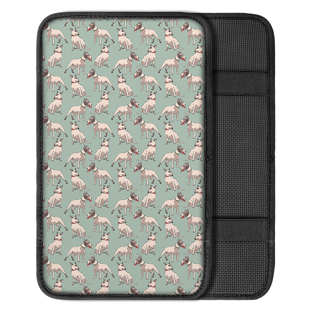 Laurel Green Bull Terrier Pattern Print Car Center Console Cover