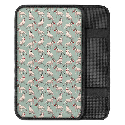 Laurel Green Bull Terrier Pattern Print Car Center Console Cover