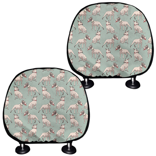 Laurel Green Bull Terrier Pattern Print Car Headrest Covers