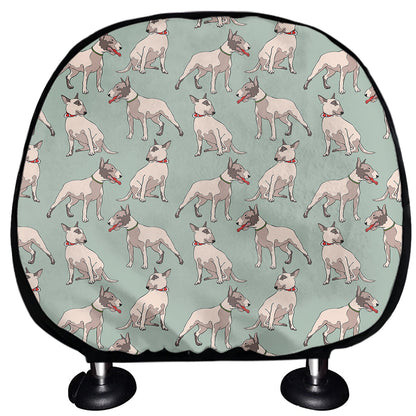 Laurel Green Bull Terrier Pattern Print Car Headrest Covers