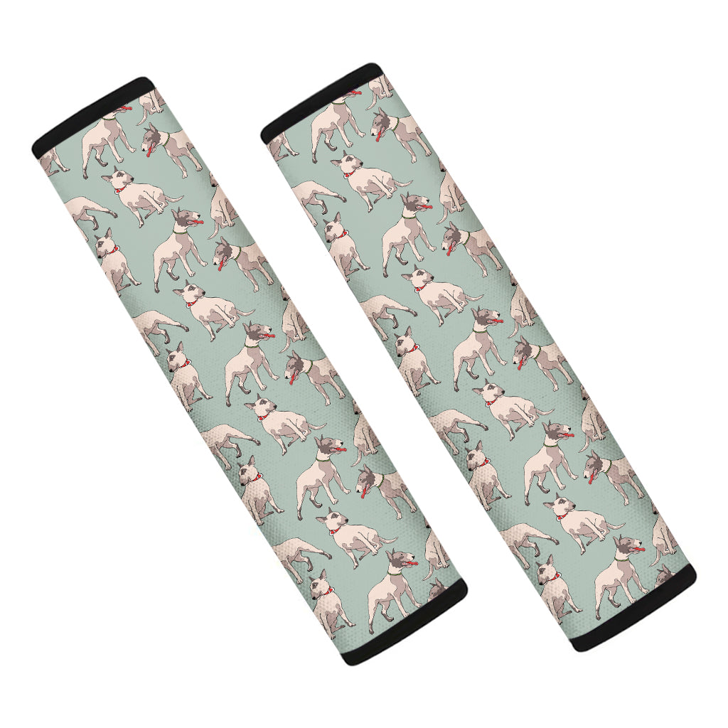 Laurel Green Bull Terrier Pattern Print Car Seat Belt Covers