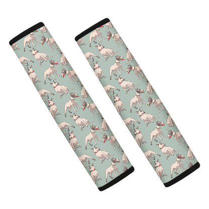 Laurel Green Bull Terrier Pattern Print Car Seat Belt Covers